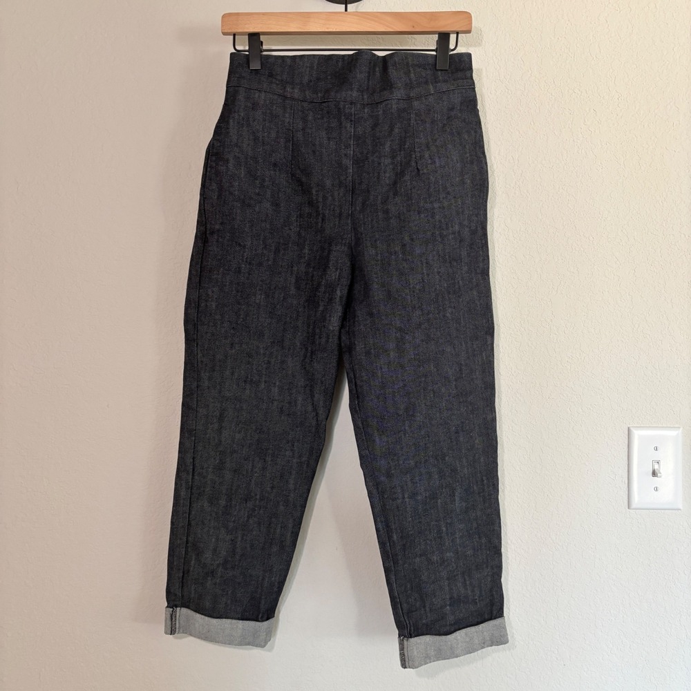 Laura Byrnes Pant Cigarette L Cotton Spandex Dark Indigo Retro Pinup High Waist